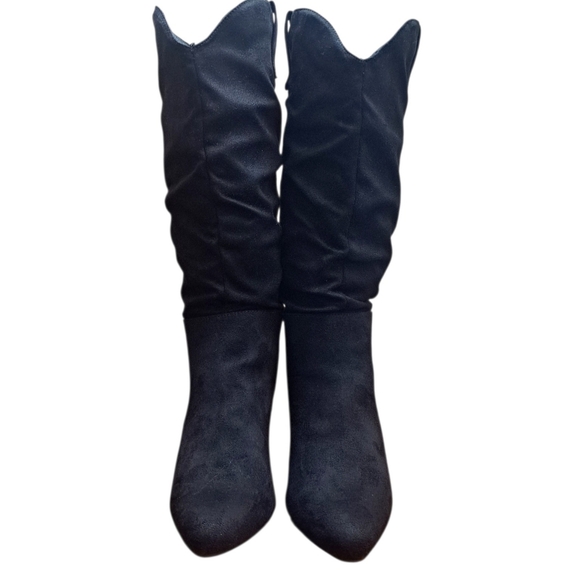 Sugar Faux Suede Knee High Black Slouch Boots Women's Size 8 - Picture 3 of 13